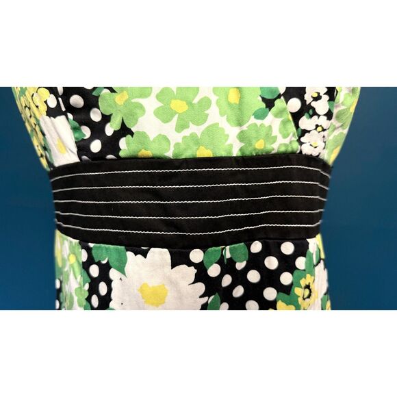 Vintage dBy Ltd Dress Womens Med Green Yellow Graphic Empire Waist - Picture 9 of 16